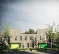 Front facade of the 'Y' shaped stacked duplex.