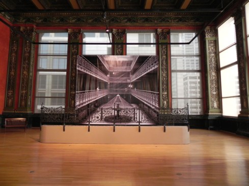 Installation image of the Chicago Cultural Center's 2014 exhibition on Mecca Flats.