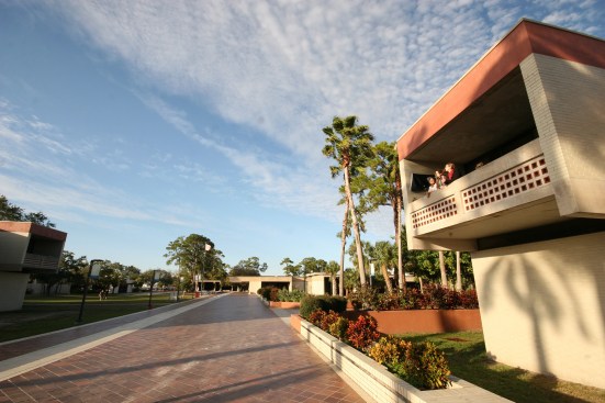 Balcony of an I.M. Pei–designed dormitory at New College in Sarasota, Fla.