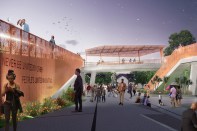 Sankofa Park, one of five “pocket parks” that will eventually occupy a 1.3-mile stretch of Crenshaw Boulevard, prioritizes Black art and culture in its design.