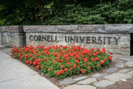 Entrance to Cornell University on College Avenue Bridge.