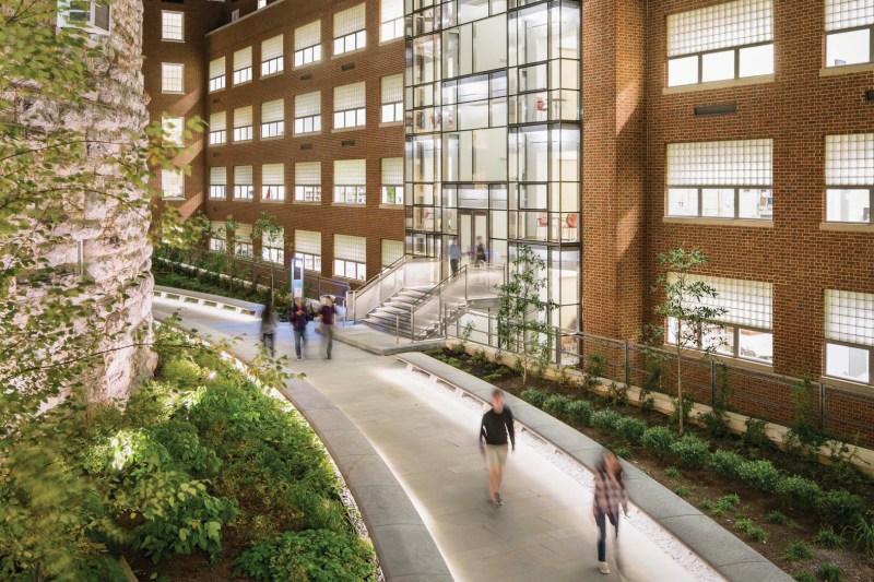 Originally designed by Eggers and Higgins Architects in 1950, the University of Virginia New Cabell Hall in Charlottesville was restored and renovated by Goody Clancy.