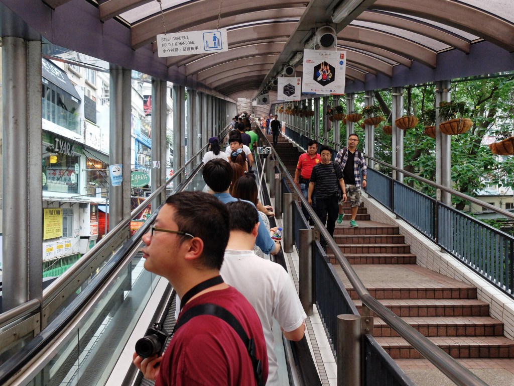 The Mid-Levels Escalator System in HongKong, a superlative example of urban infrastructure featured in The Architecture of Urbanity