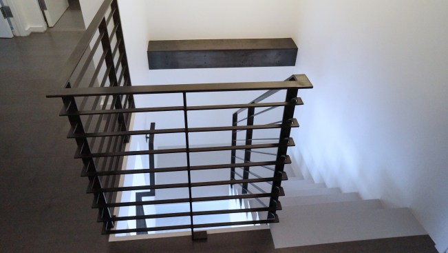 Custom steel railing, and Steel plate ledge