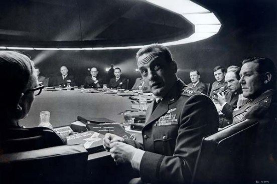 A scene from the war room in "Dr. Strangelove"