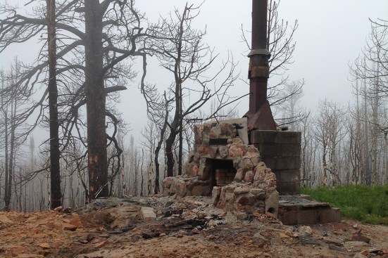 Cabin ruins following fire
