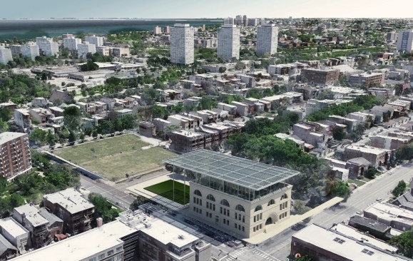 Aerial of  the future National Museum of Gospel Music in Chicago's Bronzeville neighborhood.