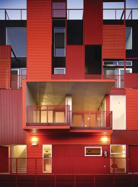 Balconies and perforations animate the projects elevations.