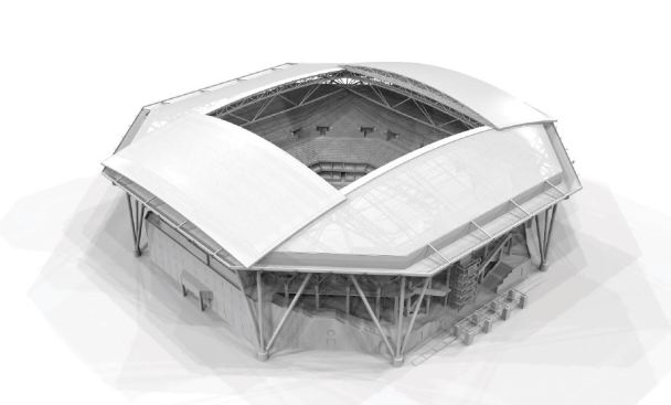Arthur Ashe Stadium digital model roof open