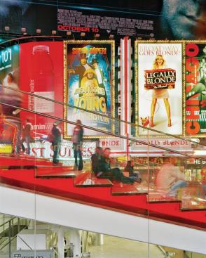 Glowing red staircase