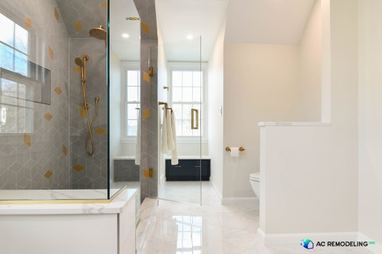 Frameless glass shower & Moen shower head