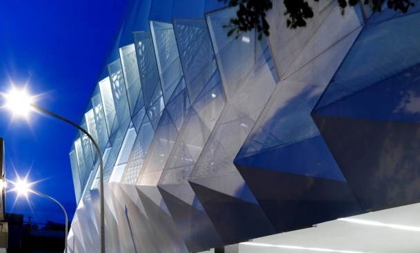 Another night view, showing the translucent screens.