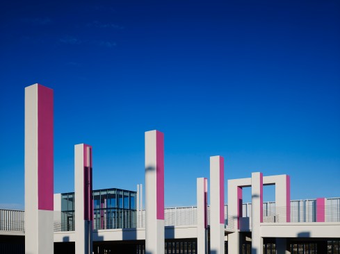 Magenta defines the 7th floor and can be seen from three miles south. 