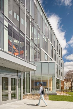 View of Pulichino Tong Business Center entry at UMass Lowell