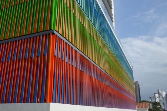 Western facade view from below