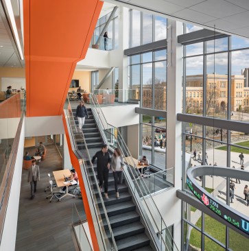 Atrium view of Pulichino Tong Business Center at UMass Lowell