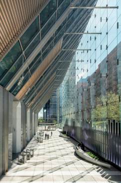 Lobby Looking South - The slender, core-supported base and transparent enclosure open the lobby as a soaring, light-filled space.