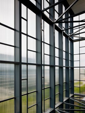 The west atrium defines the elevator and stair lobby.  