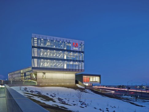 The new Adobe campus comprises three buildings on a 38-acre site.