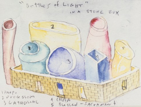 Programmatic arrangement of 'bottles of light.'