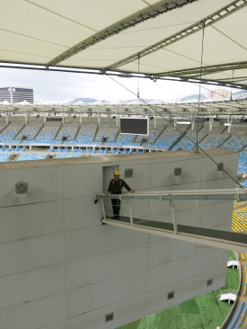 2.	WSDG Partner/ Director of Design, Renato Cipriano  on ramp leading to one of four large LED video walls created for the 2016 Olympic Games in Rio’s Maracanã  Stadium.