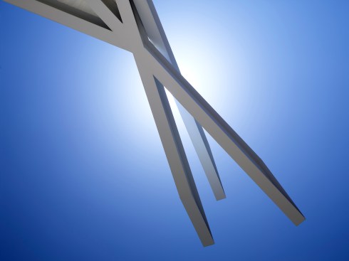 The sun silhouetting the nesting steel. 