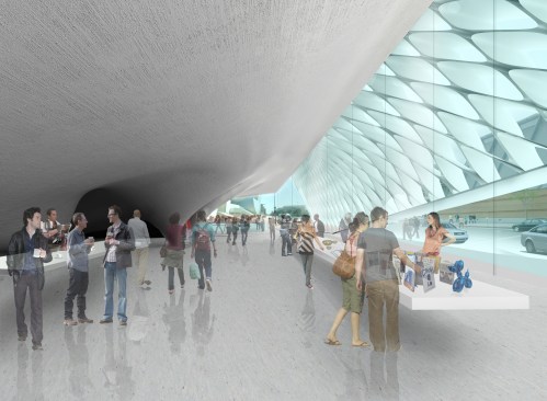 Rendering of entrance lobby.