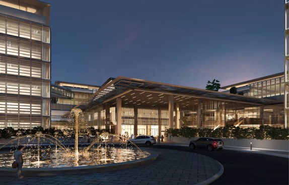 The entrance canopy at the heart of the SEC campus.