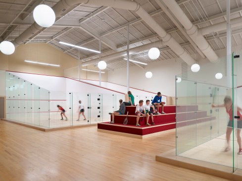 New squash courts were built in an existing gymnasium