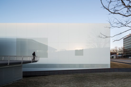 East facade, with entry plaza of Smith + Hawkinson wing in foreground