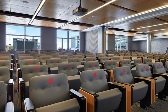 Team meeting spaces include a large auditorium for full team meetings.