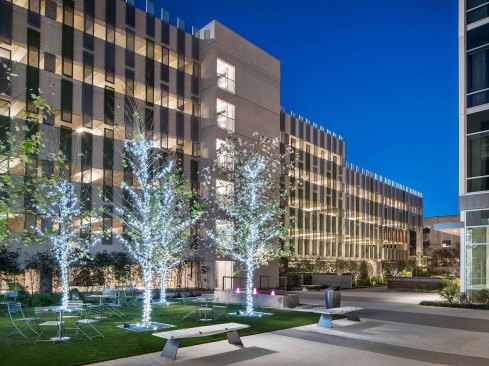 Lamar Central courtyard night