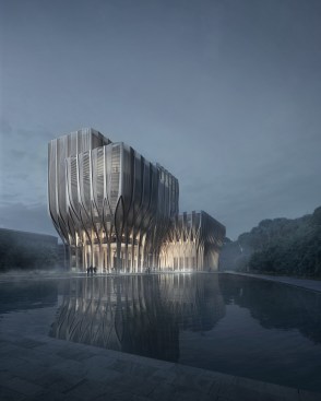 Sleuk+Rith+Institute+-+Library+Exterior+%26+Reflecting+Pool