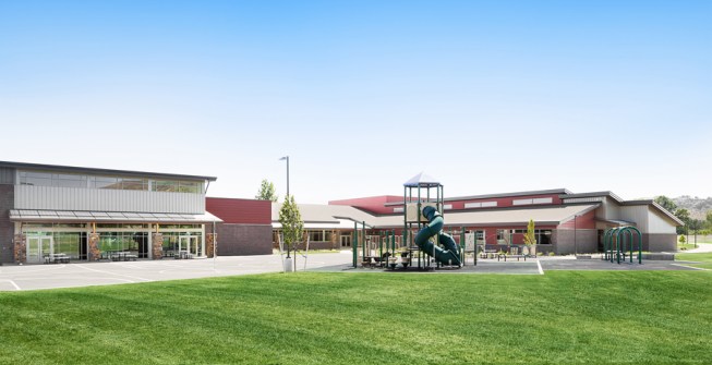 Playground looking towards multi-purpose room.