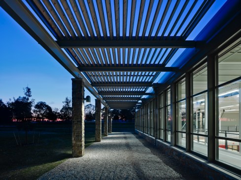 Trellis with stone columns