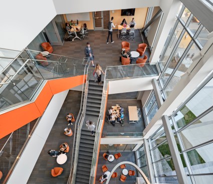 Atrium view of Pulichino Tong Business Center at UMass Lowell