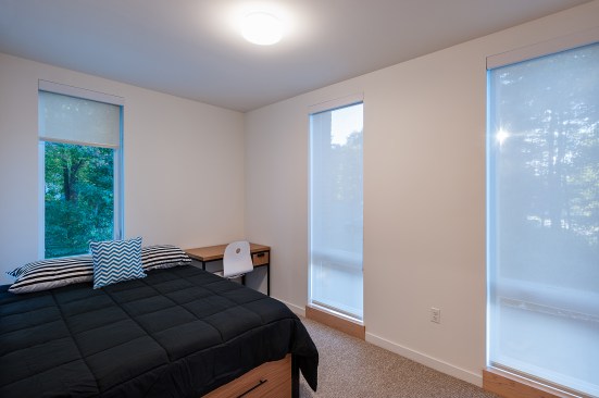 Tall windows with Solarban 60 glass bring natural light into the units. 