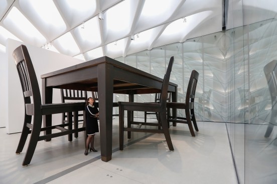 Installation of Robert Therrien’s "Under the Table" (1994)