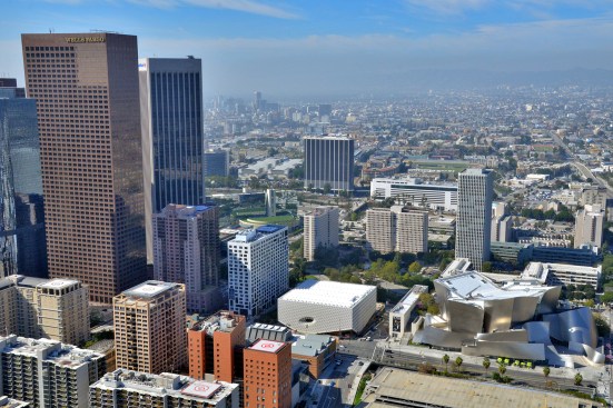An aerial of the Broad, which sits just to the south of Gehry's Walt Disney Concert Hall on Grand Avenue