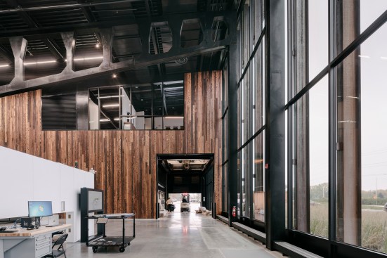 Machine showroom, with view to vehicle entry to the south