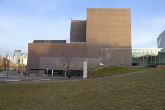 View of the Barnes building before the brick re-cladding.