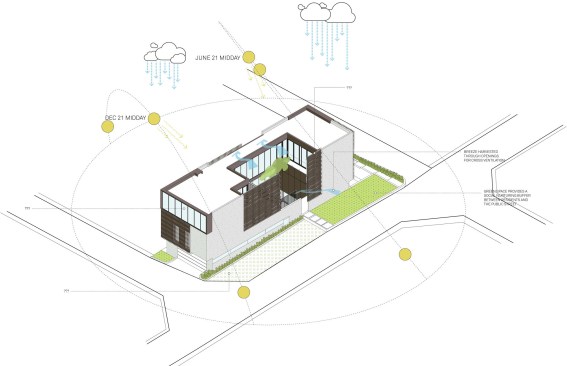 Alma Switch House axonometric by Brooks + Scarpa