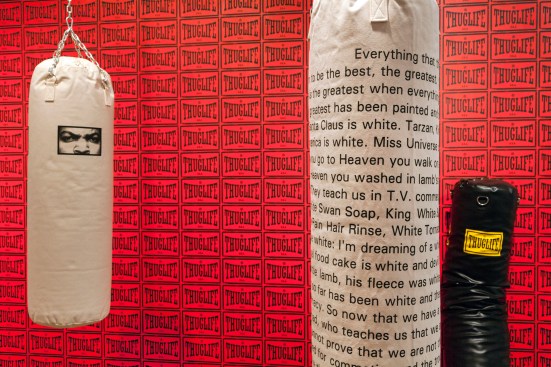 Glenn Ligon, in collaboration with The Fabric Workshop and Museum, Philadelphia. Skin Tight (ThuglifeII) (installation view), 1995.