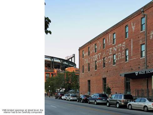 With limited openings at street level, the interior had to be carefully composed.