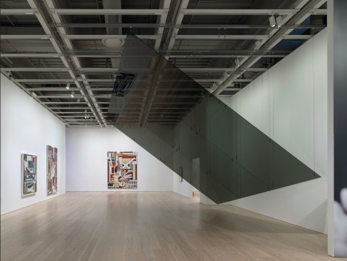 Installation view of Whitney Biennial 2024: Even Better than the Real Thing (Whitney Museum of American Art, New York, March 20–August 11, 2024). Charisse Pearlina Weston, un- (anterior ellipse[s] as mangled container; or where edges meet to wedge and [un]moor), 2024. Photograph by Nora Gomez-Strauss.