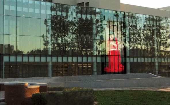 Susan Narduli Studio collaborated with A2aMedia and architects A.C. Martin Partners and RMJM Hillier on a media screen for the Henry Madden Library, now under construction on California State University's Fresno campus. A 43-by-18-foot Mediamesh LED screen just inside the curtain wall (see rendering at left) will display a film by Narduli of a woman from the Table Mountain Rancheria tribe weaving a traditional basket.