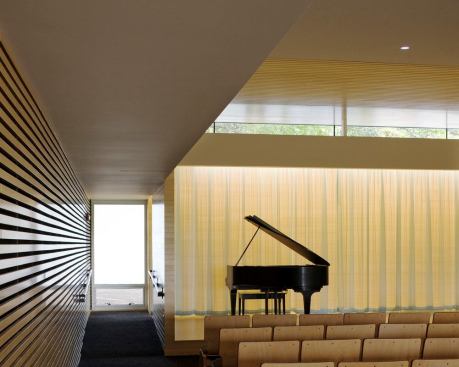 View of the stage from the sanctuary perimeter.