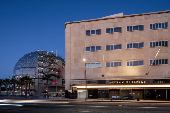 The Academy Museum of Motion Pictures adaptively reuses the former May Co. department store (now known as the Saban Building) on the corner of Wilshire Boulevard and S. Fairfax Avenue, in Los Angeles.