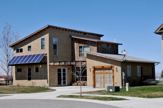 In keeping with the rustic nature of the Bozeman area, each home is outfitted with neutral-toned stucco, reclaimed metal siding, and locally sourced rough-sawn Douglas fir trim.