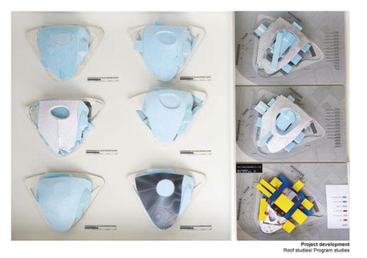 The+firm+used+a+series+of+models+to+develop+the+building+program+and+roof+system.